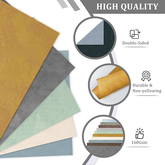 Scrapbook Paper 12x12 - 24 Sheets/24 Designs Double-Sided Textured Craft Paper, Boho Patterned Scrapbooking Paper for Scrapbook Supplies Junk Journals Card Making Origami Photo Album, Moss & Stone