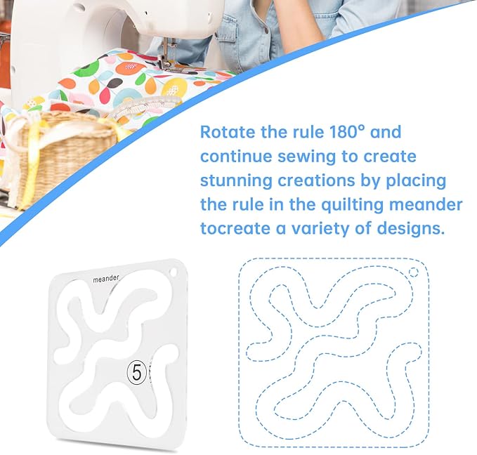 3 Pcs Acrylic Free Motion Quilting Rulers and Templates Set for Machine Quilting/DIY Quilting & Patchwork (3)