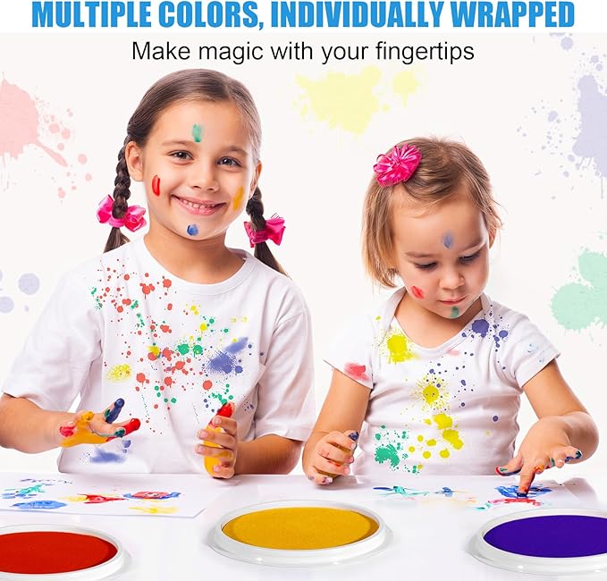 7 Inch Large Ink Pad for Washable | Washable Stamp Pads for Classroom Stamps, Scrapbook Supplies Kit & Fabric Crafts (12 Colors)