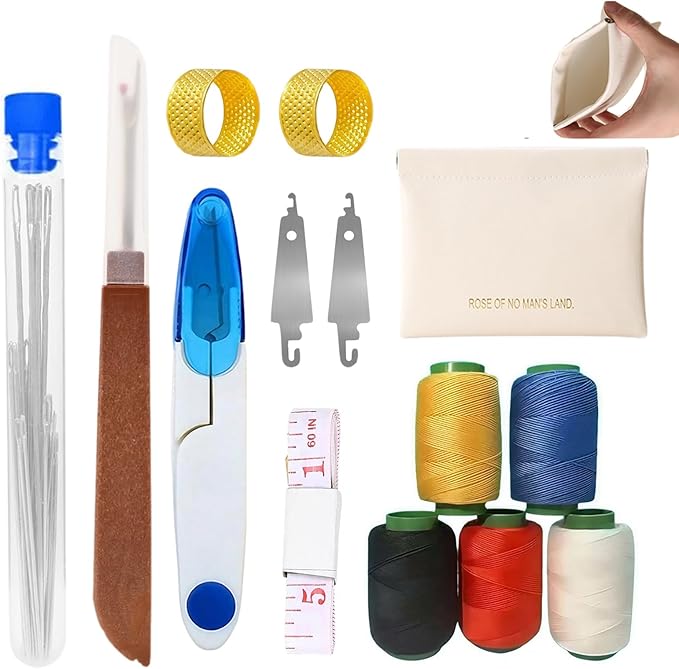 Vercleuim Steel Needles for Hand Sewing, with 25 Stainless Big Eye Steel Sewing Needles kit, 1 Seam Ripper for Sewing Thread, 2 Needle Threaders, 5 Threads, 2 Thimbles and DIY Crafting kit