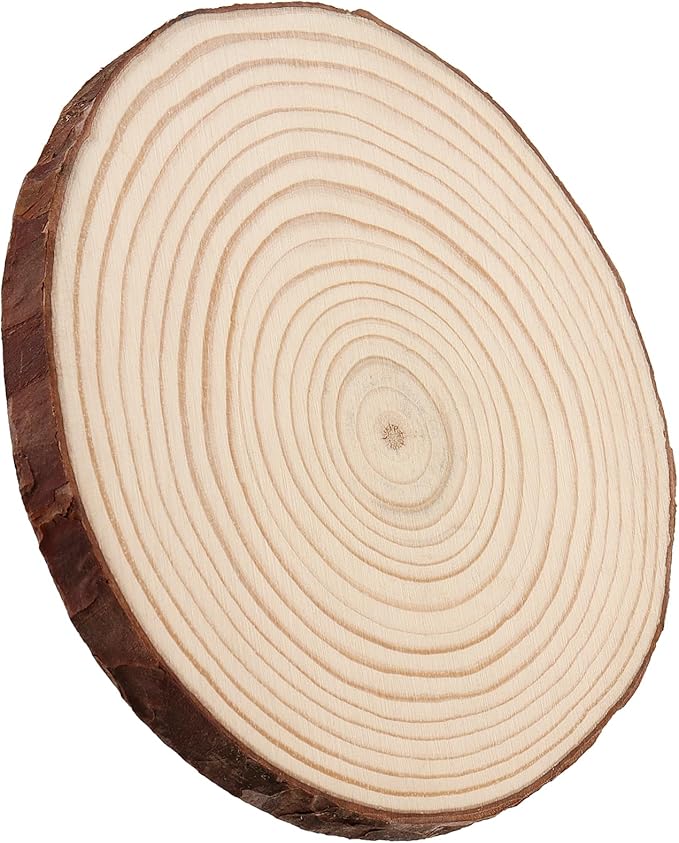 KINJOEK 30 PCS Natural Wood Slices 5.1-5.5 Inch with Bark Unfinished Wood Circles for Coasters DIY Crafts Wedding Decorations Christmas Ornaments