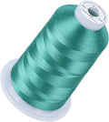 Simthread 5500Yds Embroidery Thread, 5000M High-Yardage 40WT 100% Polyester Thread – 170+ Vivid Colors, High-Speed Rated – Compatible with Brother, Singer, Janome & More - Jade S049