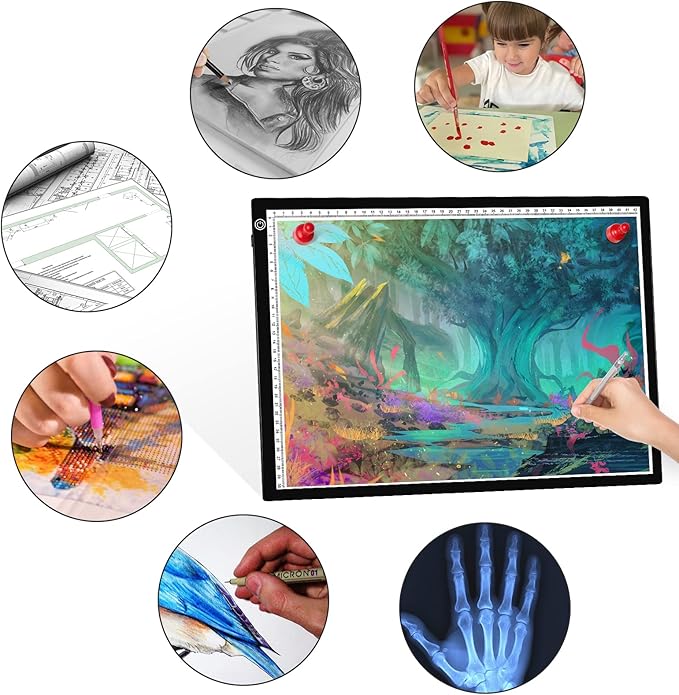 A3 LED Light Board, A3 Tracing Light Box, Magnetic Light Pad, Light Table for Tracing, LED Copy Board, Sketch Pad with Dimmable Brightness, Magnetic and Storage Bag.
