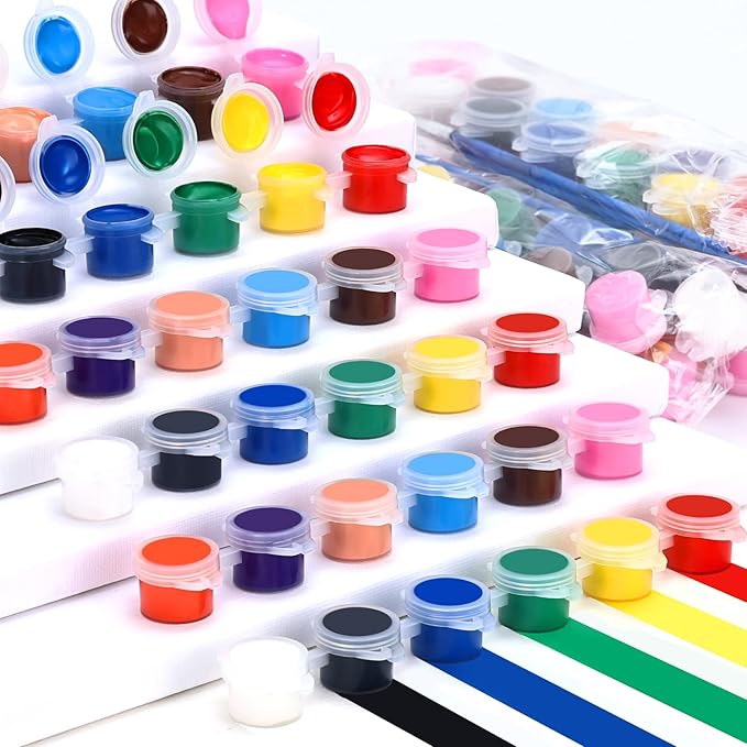 Yeeart 30Pack Mini Acrylic Paint Set,12 Colors Acrylic Paint Strips for Kids, 360 PCS Kids Paint Set Container Strips Storage, Craft Paint for Home Birthday Classroom Party Favors