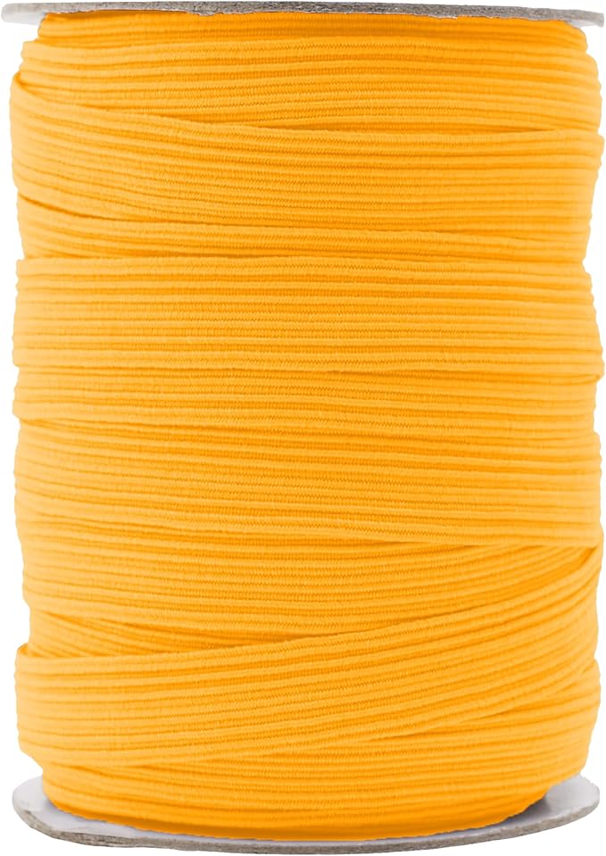 Mandala Crafts 16mm 20 Yds Roll of Gold Elastic Bands for Sewing - 5/8 Flat Elastics Cord - 5 8 Inch Braided Stretch Straps for Crafting