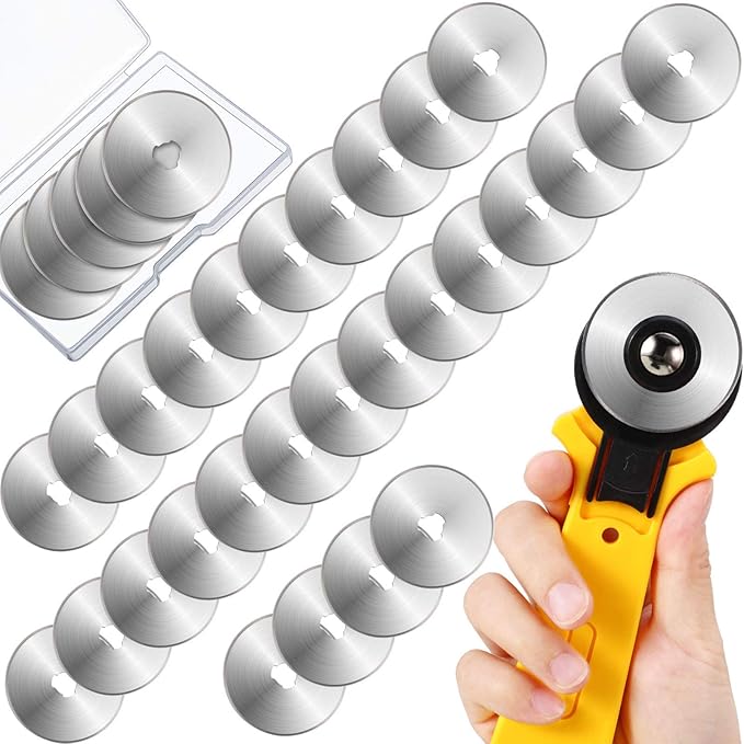 Mudder 36 Packs Rotary Cutter Blades Replacement Blades Compatible with Martelli Truecut Cutter for Patchwork Leather Quilting Sewing Arts Crafts(45 mm)