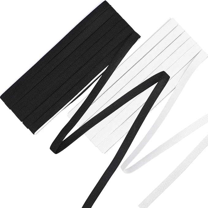 Shappy Elastic for Sewing Knit Elastic Band (1/2 Inch X 22 Yards,Black and White)