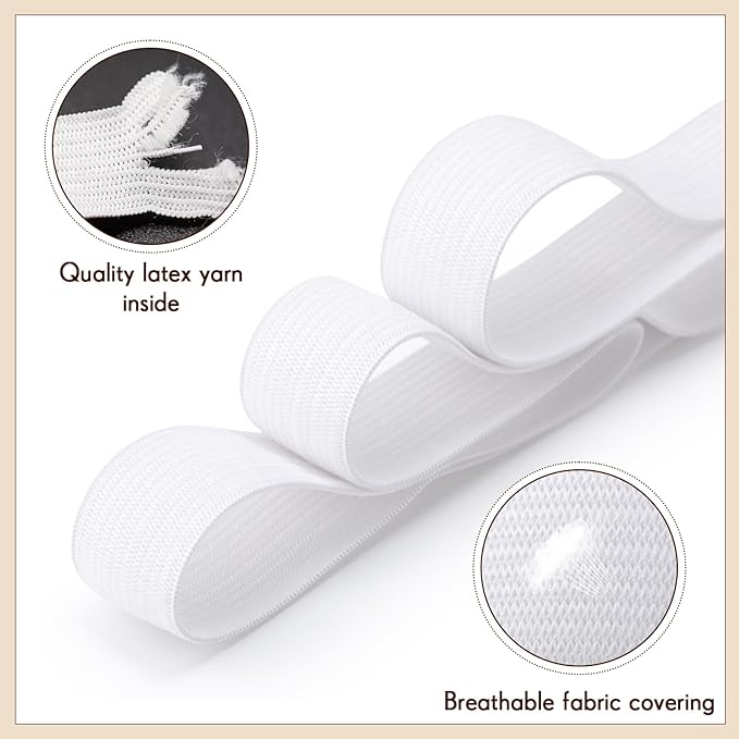 EBOOT 1 Pcs Elastic Spool (3/4 Inch X 11 Yard,White)
