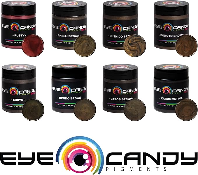Eye Candy Pigments Premium Brown Mica Powder - Shoyu Brown (50gr) - for Epoxy, Resin, Soap, Paint, Woodworking, Acrylic Pouring, Bath Bombs, Fishing Lures - DIY Arts and Crafts Additive