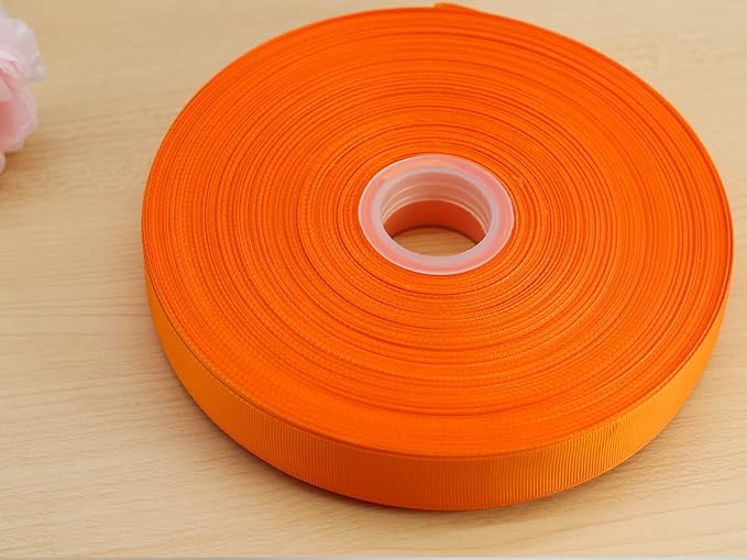 Jesep One Roll 100 Yards Soild Grosgrain Ribbon Boutique Gift Wrapping Package Ribbon, DIY Crafts Bow Hair Headband Accessories Assorted Ribbon #752 (1" 25mm, Orange)