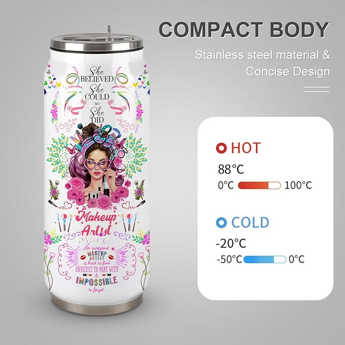 Makeup Artist Gifts For Women Cosmetology Stainless Steel Insulated Tumbler With Straw Lid,Makeup Gift For Esthetician,Cosmetician,Graduation Gifts 17 Oz