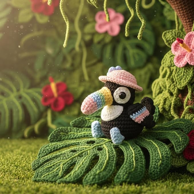 CrochetBox Crochet Kit for Beginners Adults - Toucan Starters Crochet Kit, Beginners Crocheting Kitting for Adults Teen, Craft Gifts with Crochets Yarns, Hook, Step-by-Step Video, Instruction