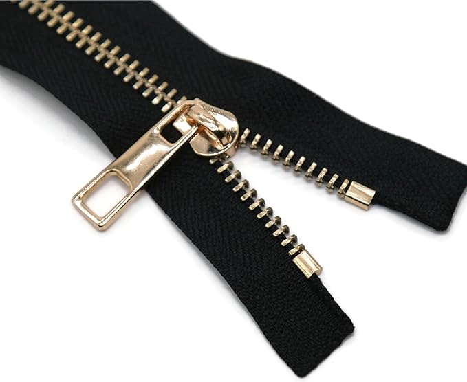 #5 Gold Metal Zipper - 50+ Colors - 3 PCS - (4-14 inches) Sizes - Luxury Lightweight Handcraft Metal Zippers with pulls for Purses Bags Pockets Shoes Sewing & Crafts DIY ZP02516