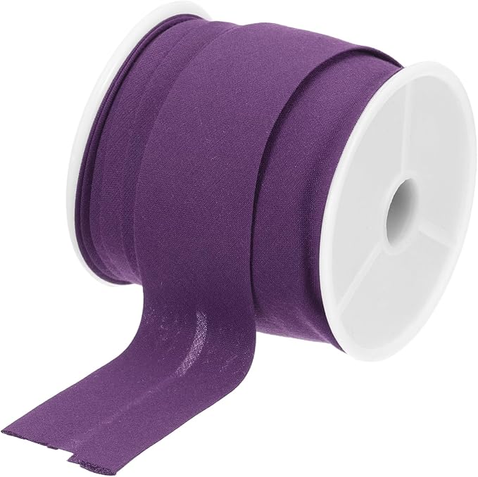 MECCANIXITY 1 Inch Single Fold Bias Tape Cotton Continuous Bulk Bias Tape for Sewing, Seaming Quilting Hemming Binding Crafts (Dark Purple 10 Yards)