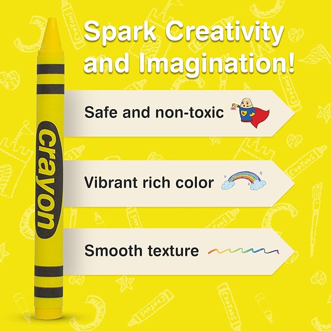 80 Count Single Color Crayons Bulk Pack - YELLOW single color crayon refill - Regular size crayons (5/16" x 3-1/2")