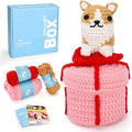 CrochetBox Crochet Kit for Beginners Adults - Corgi Dog Starters Crochet Kit, Beginners Crocheting Kitting for Adults Teen, DIY Craft Gifts with Crochets Yarns, Hook, Step-by-Step Video, Instruction