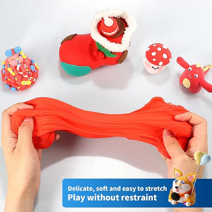 Ifergoo Red Air Dry Modeling Clay- Moldable Cosplay, Air Dry, Squishy Molding Clay for Adult Arts & Craft Project, Fake Bake, Slime Supplies, 1.1LBS/500G