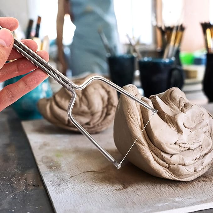 SEWACC Stainless Steel Clay Wire Cutter Mud Cutting Tool for Pottery Sculpting and DIY Crafts 7.79 Inch Durable Handheld Ceramic Sculpting Clay Cutter