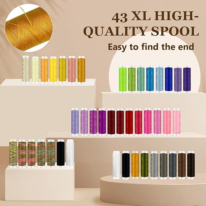 Pmbqifay 197PCS Sewing Kit for Adults, 43 XL Thread Spool, Beginners with Advanced Large Sewing Sets, Suitable for Travelers, Adults, Children, Beginners, Emergency Items, DIY and Family Sewing Kit