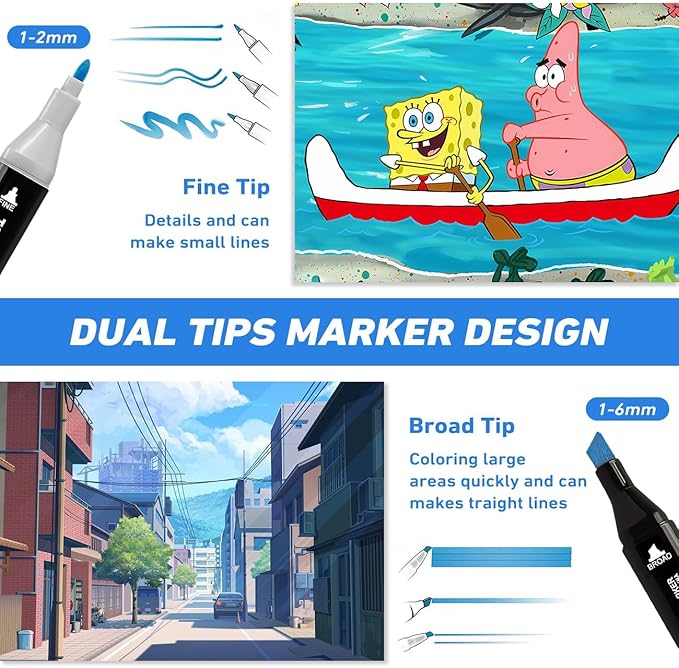 168 Colors Alcohol Markers Art Markers for Kids and Adult Drawing Marker Dual Tip Coloring Painting Perfect for Boys Girls Students Gift