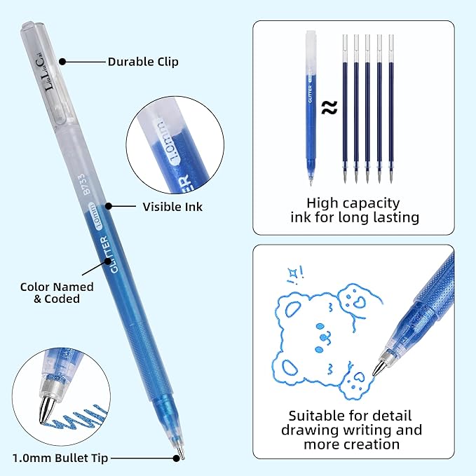 Gel Pens for Adult Coloring Book, 100 Colors Large Capacity Metallic Glitter Gel Pens with Case, 1.0 mm Bullet Tip Smooth Writing, Artist Colored Gel Ink Pen for Coloring Drawing Journaling