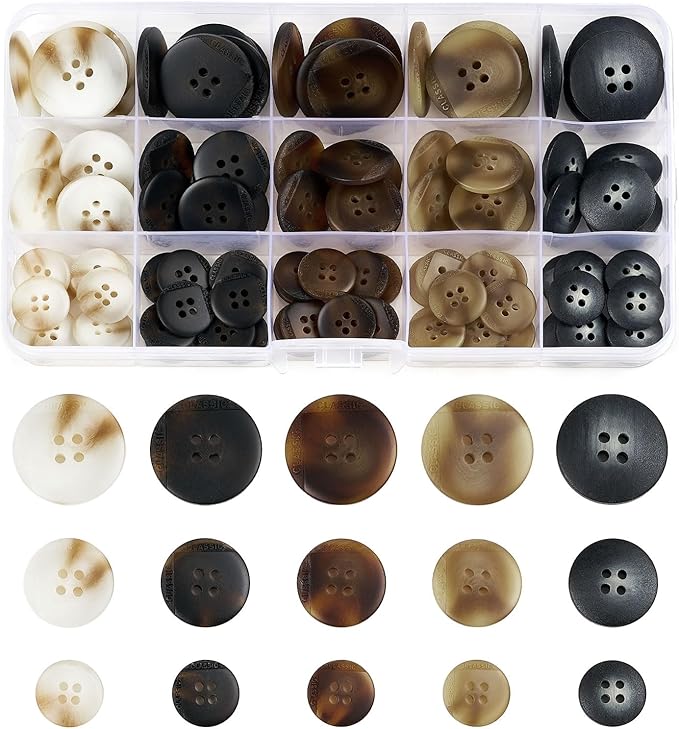 105Pcs Mixed Sewing Buttons,5 Color 4-Hole Craft Buttons,3 Size (15mm, 20mm, 25mm) Sewing Buttons for Clothes, Suitable for for DIY Crafts, Coats, Shirts, Pants, Shorts（Color7）