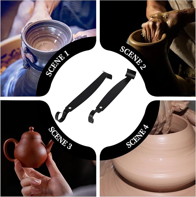 2 Pack Pottery Trimming Tools, Double Ended Pottery Tools for Carving and Sculpting, Ceramic Implement for Clay Artists, Perfect for Precise Wheel Trimming and Detail Work