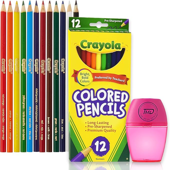 The Mega Deals Colored Pencils for Adults, 12 Vibrant & Smooth Color Pencils for Adult Coloring Books, Non-Toxic Coloring Pencil Set with Sharpener, Art Supplies for Teens & Adults (Gift Pack)