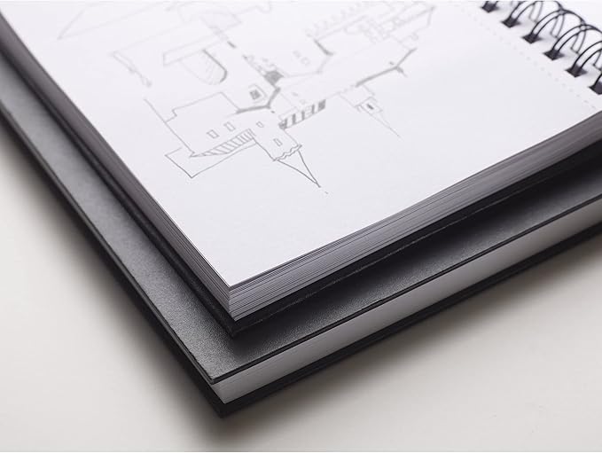 Winsor & Newton 6673010 Sketchbook with 80 Sheets Sketch Paper, 110 g/m², Hardcover Bound with Back, Micro-Perforated Sheets, Spiral Bound, DIN A5
