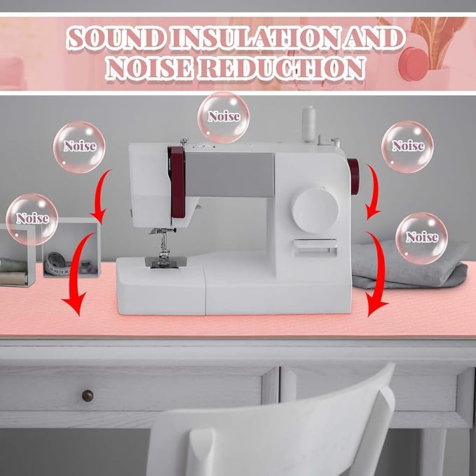 2 Pcs Sewing Machine Muffling Mat Pedal Sewing Mat Reduce Vibrations Noise No Slip Machine Accessories for Quilting(17'' X 36'' and 9'' X 14'',Pink)