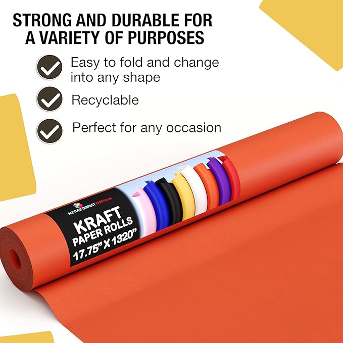 Crown Display Colored Kraft Paper Roll 17.75" x 1320" (110' Ft) - Shipping & Packing Paper - Craft Supplies