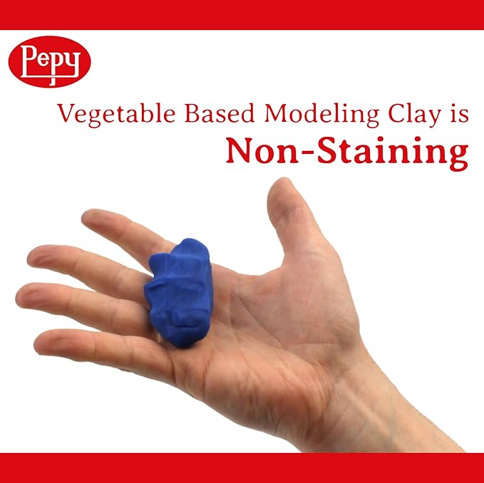 Pepy Plastilina Reusable and Non-Drying Modeling Clay Gift Set; Set of 24 Bars, 1.4 Ounce Each, 2 Each of 12 Colors, Perfect for Arts and Crafts Projects, Multicolor