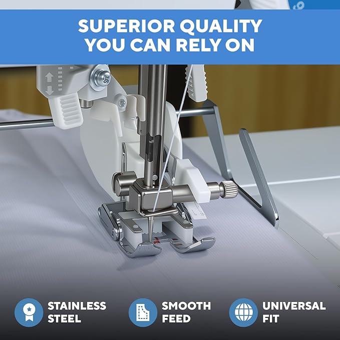 Walking Foot for Brother Sewing Machine – Heavy Duty Even Feed Foot for Quilting, Thick Fabrics & Leather – Perfect for Quilters, DIY Enthusiasts & Professional Tailors -White