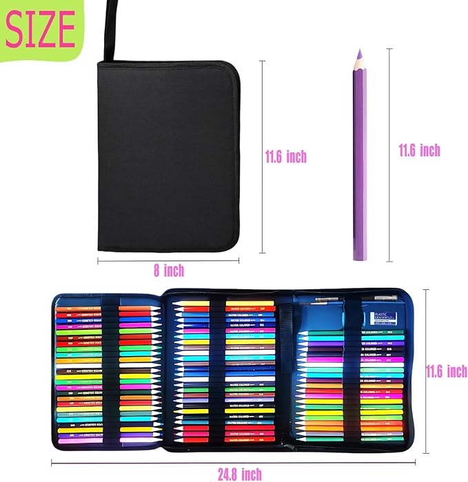 Premium Watercolor Pencils Set - Vibrant, Water-Soluble Colored Pencils for Adults & Professionals Drawing Coloring Sketching, Blendable Wet or Dry (72 pcs)