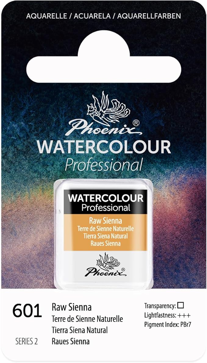 PHOENIX Professional Watercolor Paint - Single Watercolor Half Pan - Raw Sienna 601