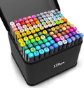 120 Colors Alcohol Markers with Base, Permanent Dual Tip Art Markers for Adults Anime Coloring Sketch Illustrations Pefect for Gift- Refillable