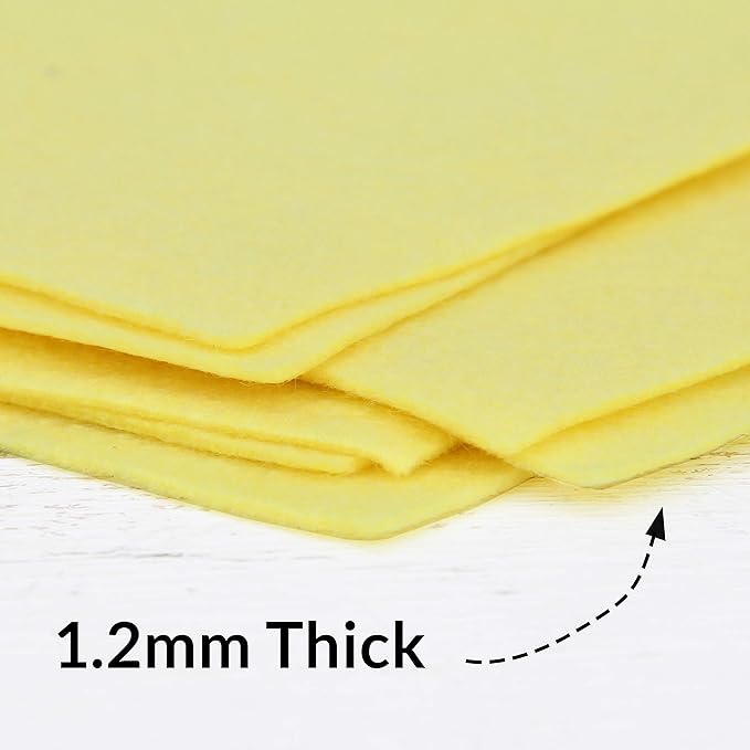 Threadart Premium Felt Roll - 12" x 10yd - Light Yellow | Soft Wool-Like Feel | 1.2mm Thick Fabric for DIY Crafts, Sewing, Crafting Projects | Compatible with Cricut Maker