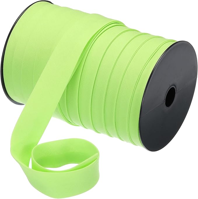 MECCANIXITY 1 Inch Double Fold Bias Tape Polyester Continuous Bulk Bias Tape for Sewing,Seaming Quilting Hemming Binding Crafts (Light Green 55 Yards)