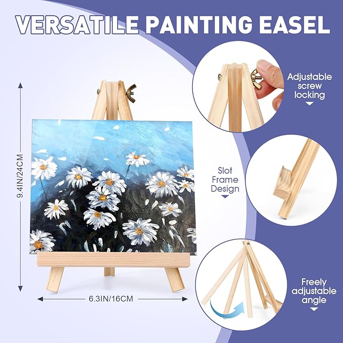 ESRICH 104PCS Acrylic Paint Canvas Set, Acrylic Painting Kit with 4 Set of 12 Colors Acrylics Paint,Paint Brushes,Canvas, Wooden Easels, Art Plates, Art Painting Supplies for Kids Adults Beginners