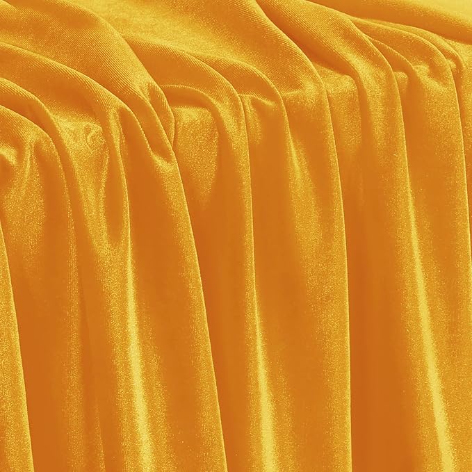 KKJIAF Yellow Stretch Velvet Fabric 60 Inch Wide, 1 Yard Soft Stretchy Fabric for Sewing Clothes, Apparel, Costume, Crafts - 90% Polyester 10% Spandex
