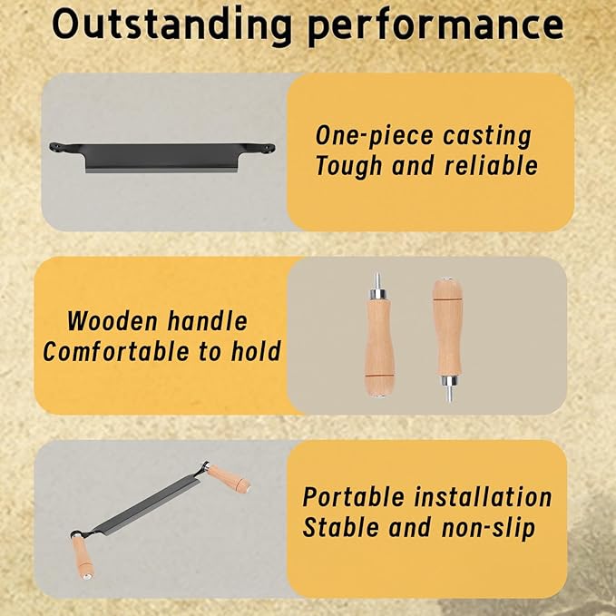 10'' Draw Knife,Draw knife Debarking Tool,Curved Draw Knife,Draw Shave Tool Debarking Hand Tool,Ergonomic Handle,Simple and Effortless to Use,Bark Stripper Handsaws Tool