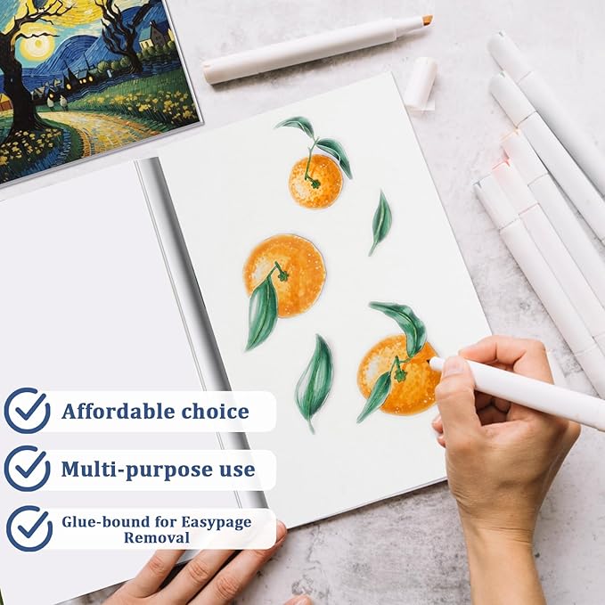 Tlenpo 8.5" x 5.5" Marker Paper Pad, 100 Sheets Bleedproof Sketchbook for Alcohol Markers, 120gsm/73lb Art Sketch Pad Paper Painting Coloring Paper for Drawing & Coloring