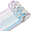 YUBBAEX 10 Rolls Sparkling Washi Tape Set 8mm Skinny Gold Foil Decorative Masking Washi Tapes for Bullet Journal,Scrapbook, Planner, DIY Crafts (Glittering Stars)
