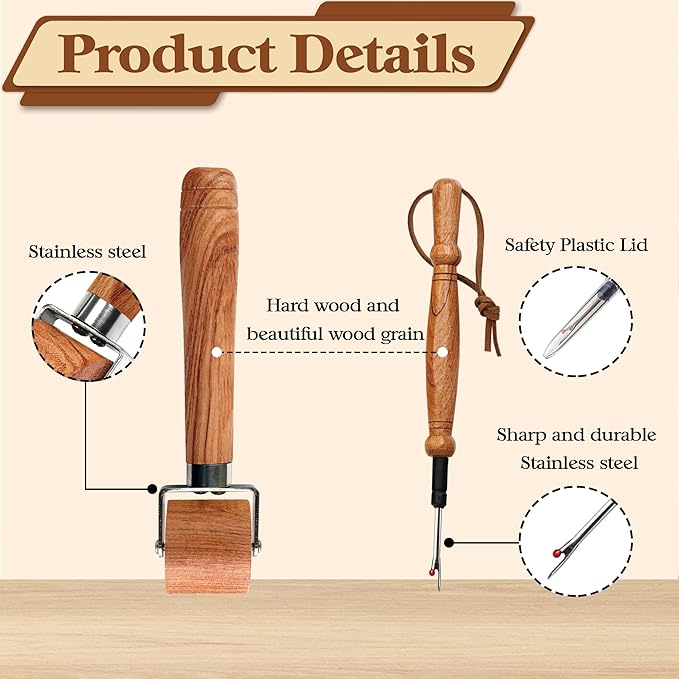 Savina Set 2 Seam Rippers & Seam Roller for Sewing, Remove Stitches and Seams with Precision, Thread Ripping Tool, Hard Wood Professional Multipurpose Durable for Sewing/Quilting