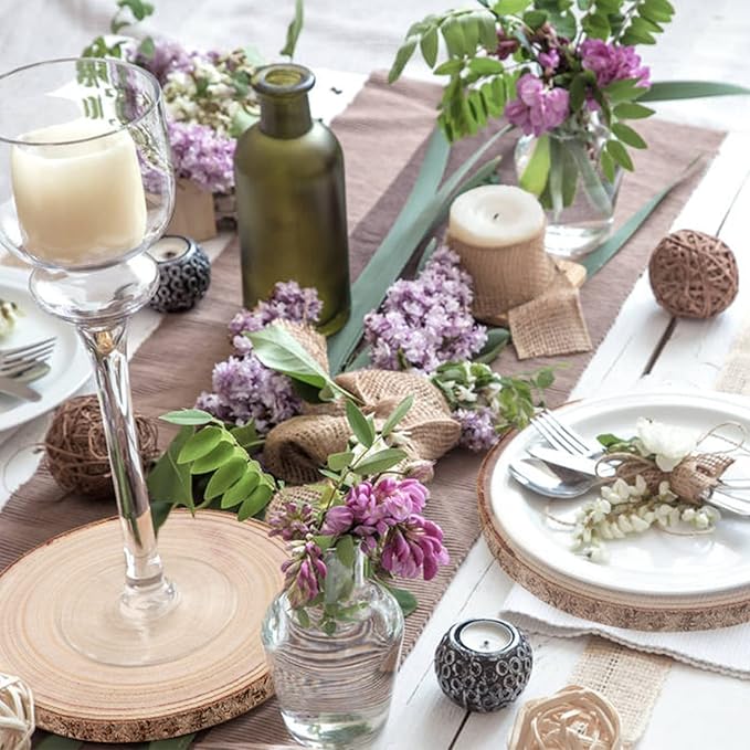 Maputune 4 Pcs 7-8 inches Large Unfinished Wood Slices for Centerpieces, Natural Rustic Wooden Plate for DIY Craft, Round Wood Chips for Table Signage Painting Wedding Party Christmas Decor