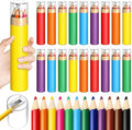 24 Pack Christmas Colored Pencils Gifts Bulk with Sharpener, 12 Color Travel Portable Presharpened Pencil Pack, Colored Pencils Set for Adults Christmas Charity Arts Supplies Painting