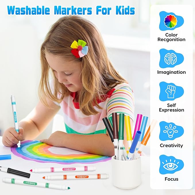 240 PCS Washable Markers for Kids, Colored Markers Bulk for School, Thin Marker Set in 12 Assorting Colors, Fine Line Marker with Conical Tip, Back to School Supplies, Classroom Must Haves
