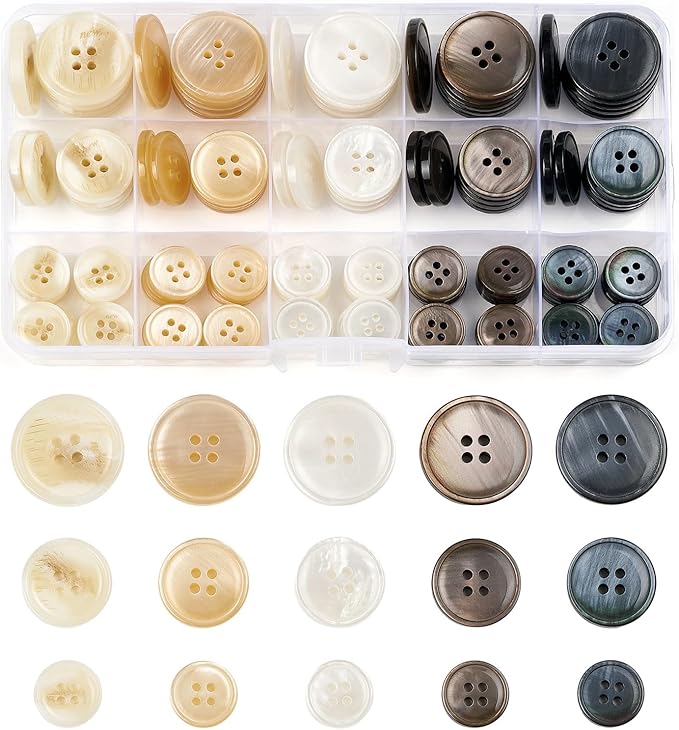 105Pcs Mixed Sewing Buttons,5 Color 4-Hole Craft Buttons,3 Size (15mm, 20mm, 25mm) Sewing Buttons for Clothes, Suitable for for DIY Crafts, Coats, Shirts, Pants, Shorts（Color5）