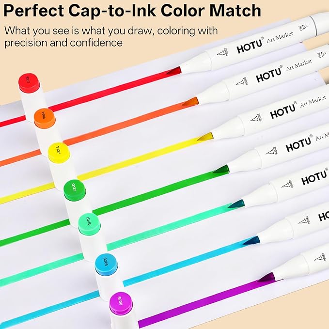 Alcohol Markers Brush and Fine Tip 50 Colors Dual Tips Art Marker Set Alcohol-based Sketch Pens with Carrying Case，Non-Bleeding Pad for Art Enthusiast Adults Coloring Illustration