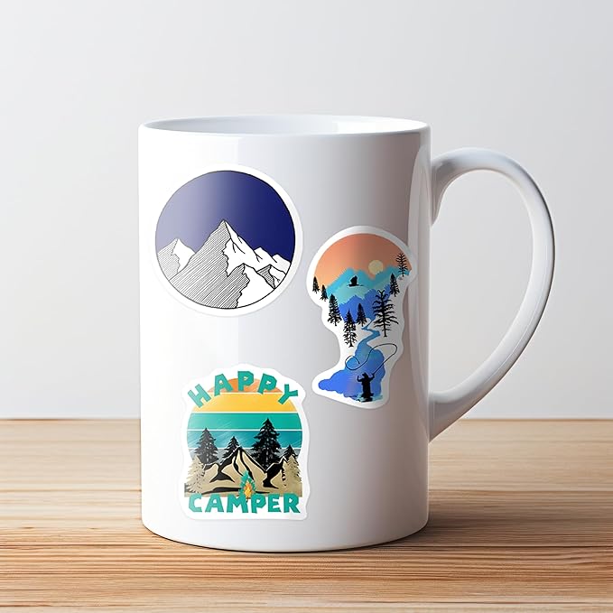 100 Pcs Outdoor Adventure Hiking Camping Adults Stickers for Water Bottle, Waterproof Vinyl Wilderness Nature Travel Wildlife Laptop Decals, Summer Camp Sticker for Teens Girls Boys Kids